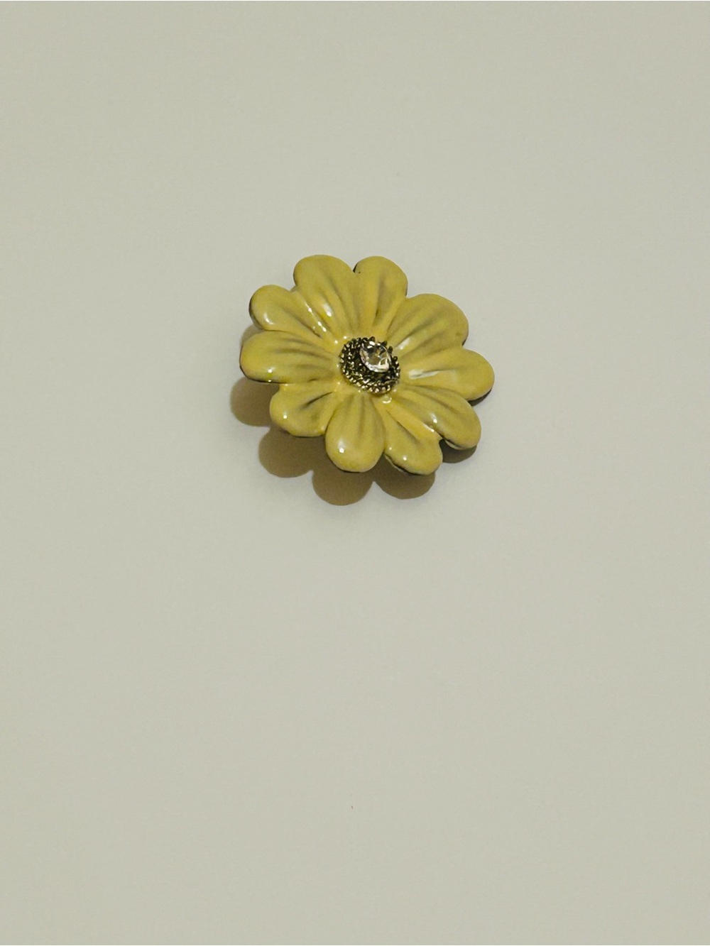 Yellow Flower Enamel Brooch with Gold Accent